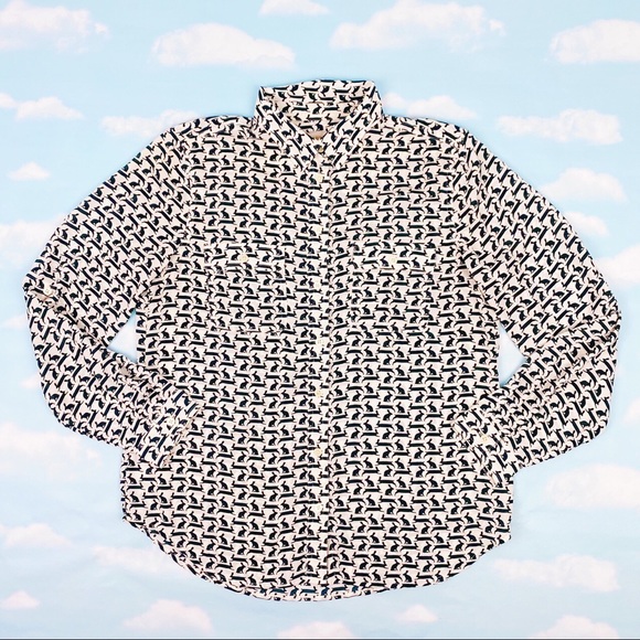Ann Taylor LOFT Bunny Rabbit Print Button Up Top - Picture 3 of 4